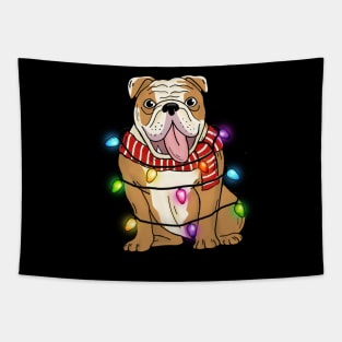 Bulldog Christmas Lights Tapestry