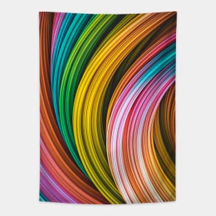 Colorful Abstract Art Strands. Pink, Blue,Yellow, Orange Tapestry