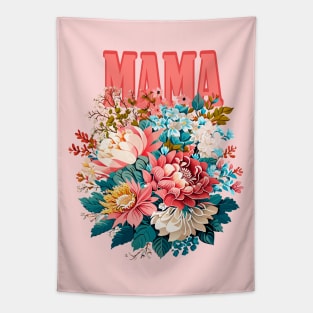 MAMA Happy Mothers Day Design. Vintage exotic flowers Chrysanthemum Morifolium Gardening Flowers Mix krizantem bouquet floral poster Holiday T-Shirt Tapestry