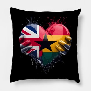 Ghana UK Flag Heart Pillow