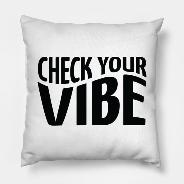 Check Your Vibe Vintage Aesthetic Tshirt Pillow by Julia Newman Studio