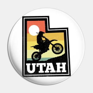 Utah Dirt Bike Vintage Sunset State Shape Pin