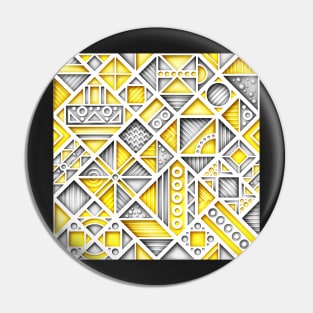 Yellow and Gray 3d Colorful Geometric Pattern, Crazy Print Pin