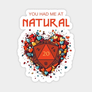 You Had Me At Natural 20 - D20 - Colors - Funny RPG Magnet