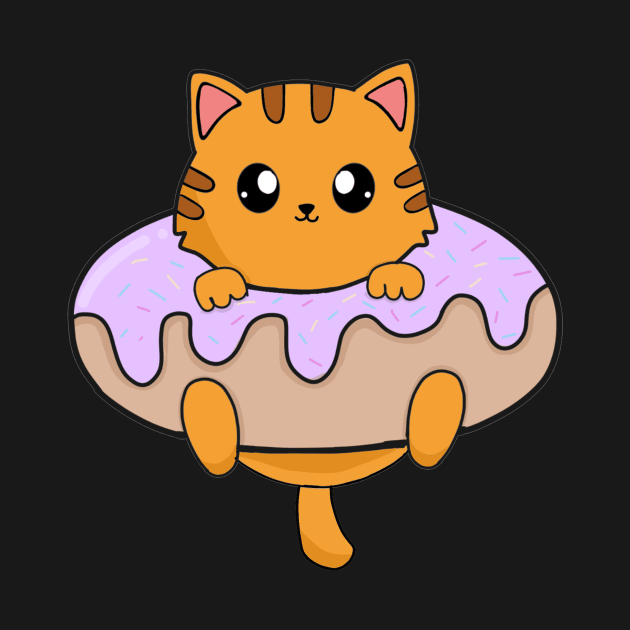 Kawaii Orange Cat inside Donut by dukito