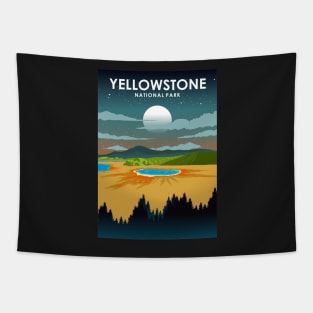 Yellowstone National Park Night Sky Stars Travel Poster Tapestry