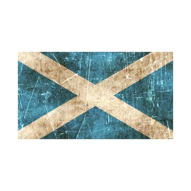 Vintage Aged and Scratched Scottish Flag by jeffbartels