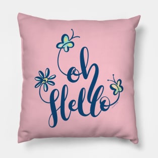 Oh Hello Spring Cute Summer Flower Butterflies Pillow