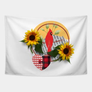 Sunflowers Cardinal Birds Tapestry