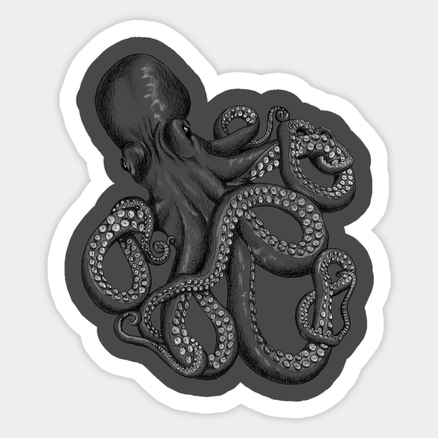 Realistic Octopus - Two Tone - Octopus - Sticker