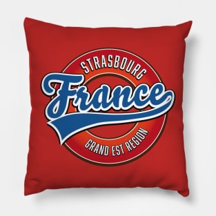 Strasbourg Grand Est region France retro logo. Pillow