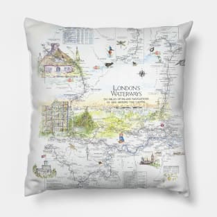 London Waterways Map Pillow