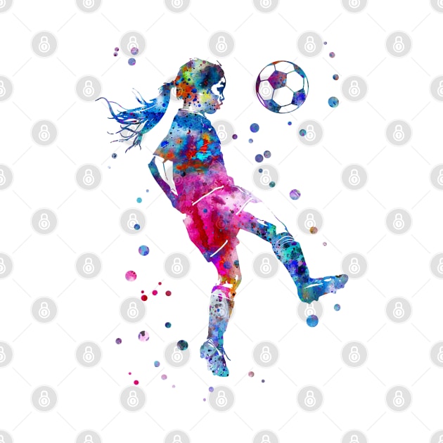 Soccer Player Little Girl With Ball by RosaliArt