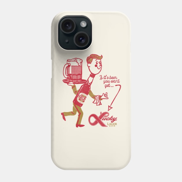 Lucky Retro Defunct Beer Man Phone Case by darklordpug