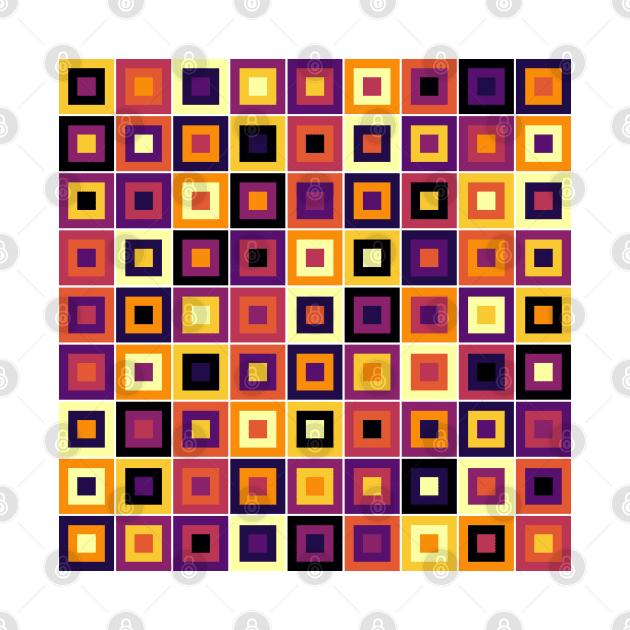 Abstract Square Geometric | Pop Fashion Modern Fusion Regular Black Red Yellow by aRtVerse