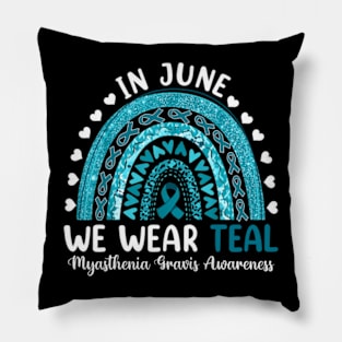 Myasthenia Gravis Awareness, In Jun We Wear Teal, Teal Ribbon Pillow