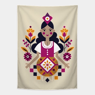 Bulgarian Folk Art Girl Ornament Tapestry