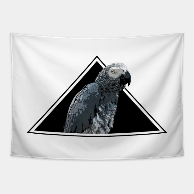 80s Retro African Grey Parrot Tapestry by BirdNerd