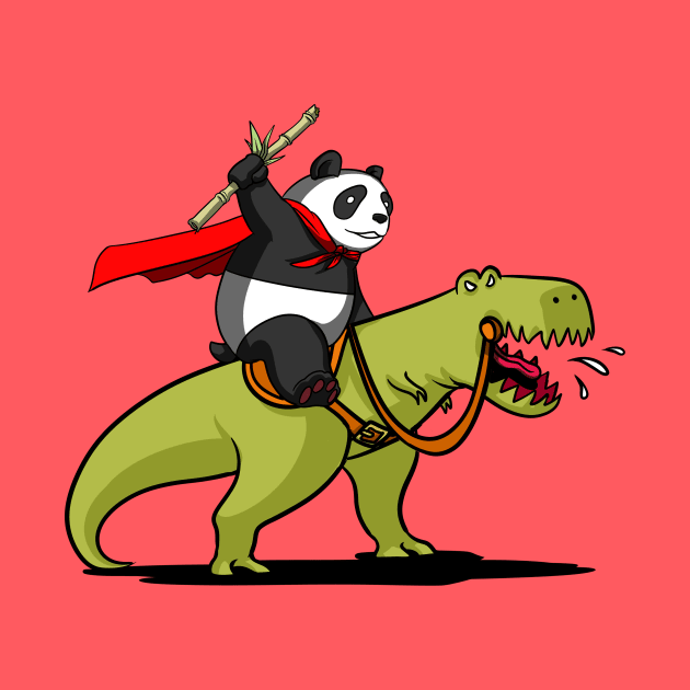 Panda Bear Riding A T-Rex Dinosaur by underheaven