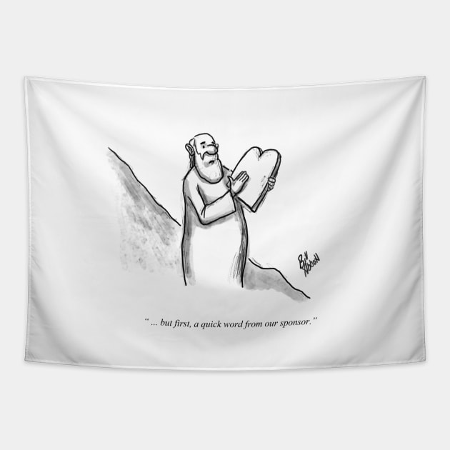 Classic Moses and the Ten Commandments Cartoon Tapestry by abbottcartoons