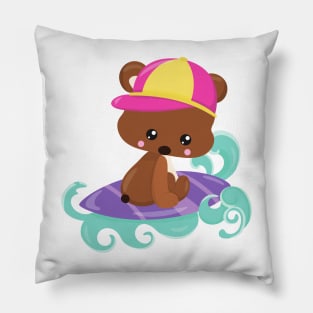 Cute Bear, Brown Bear, Little Bear, Surfing Board Pillow