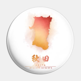 Akita Japan Watercolor Map Pin