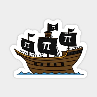 Happy Pi Day Pirate Ship Funny Mathematician Magnet