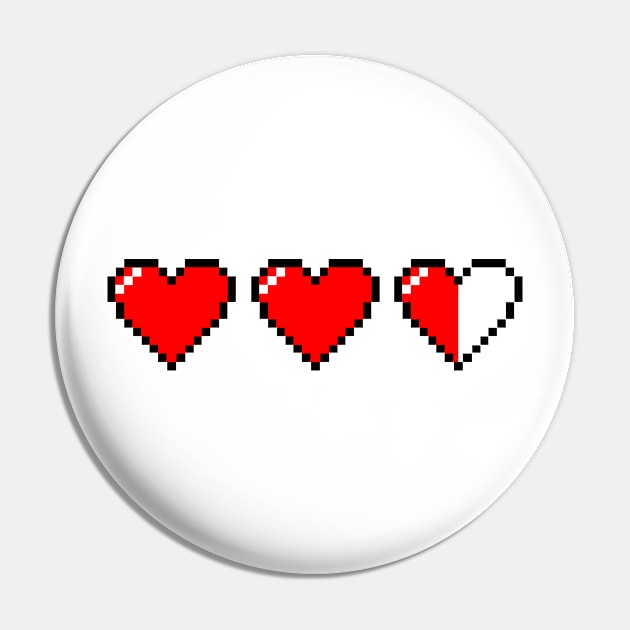 2.5 of 3 Pixel Hearts Pin by TheActionPixel