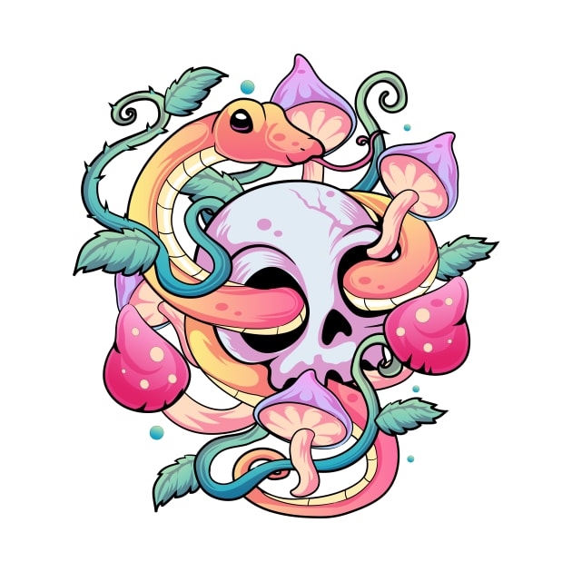 Pastel Goth Snake Skull by DionArts