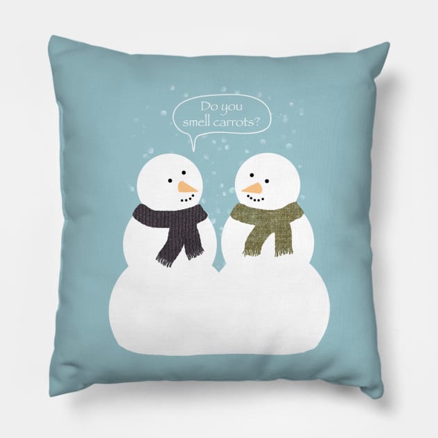 Funny Snowmen Design Pillow by ahadden