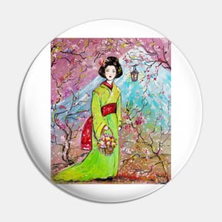 Japanese Girl in The Sakura Garden Pin