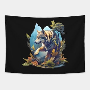 Wolf in The Forest Tapestry