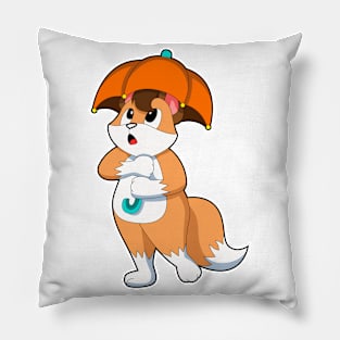 Fox with Umbrella Pillow