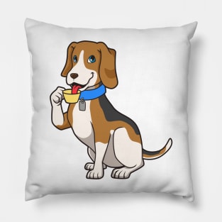 Beagle drinks coffee - Coffee drinker Pillow