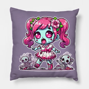 Spooky Zombie Girl Kawaii Pillow