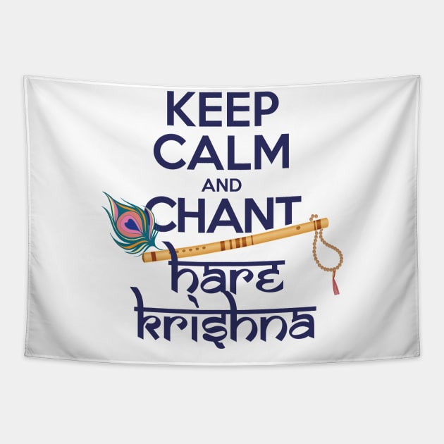 Keep Calm and Chant Hare Krishna Mantra Chanting Hinduism Tapestry by alltheprints