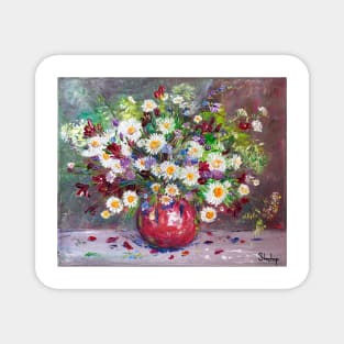 Bouquet of Forest Flowers in a Red Vase Magnet