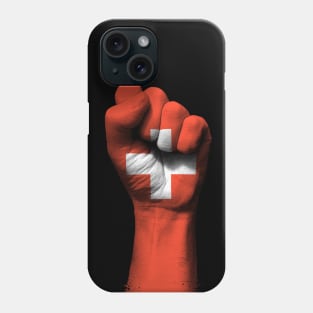 Flag of Switzerland on a Raised Clenched Fist Phone Case