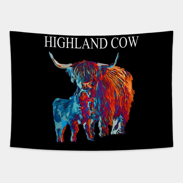 Highland Cow Tapestry by ShirtPirat