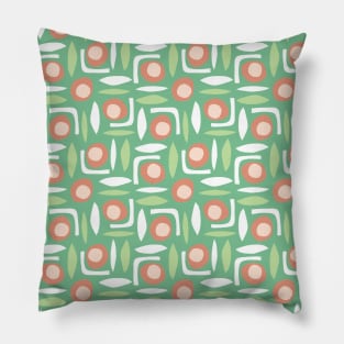 Mid Century Shapes Green Pillow