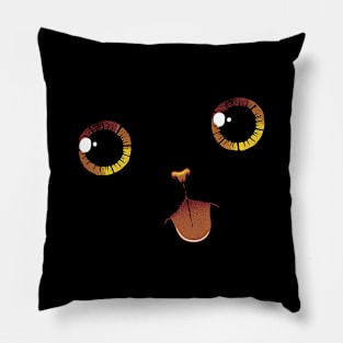 Cute Black Cat Minimalist Tongue by Tobe Fonseca Pillow