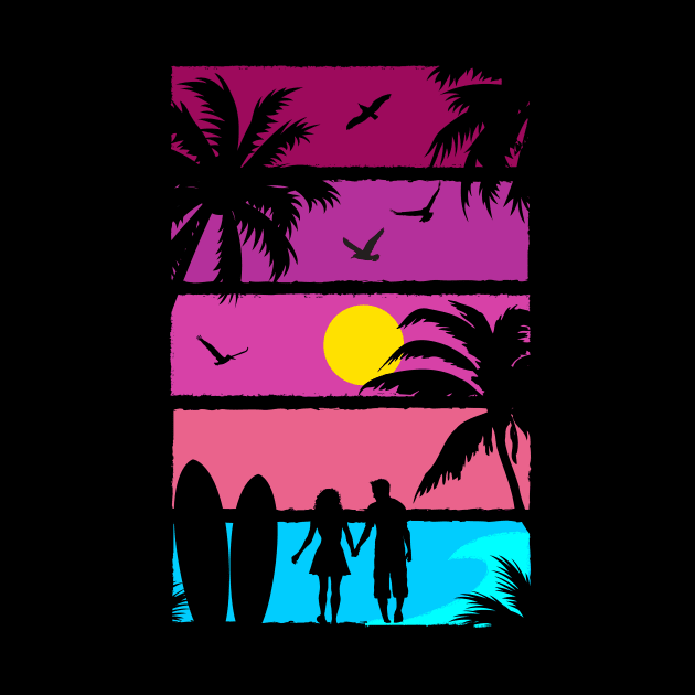 Retro Synthwave Inspired Beach Silhouette by Brobocop