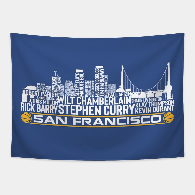 Golden State Basketball Team All Time Legends, San Francisco City Skyline Tapestry by Legend Skyline