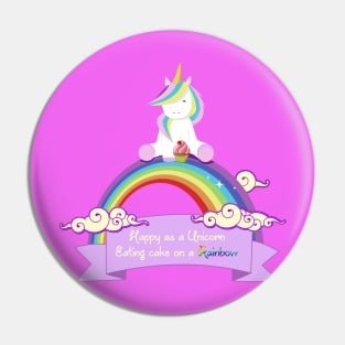 Happy cupcake eating unicorn design Pin
