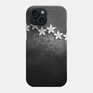 Spectacular silver flowers on black grunge texture Phone Case