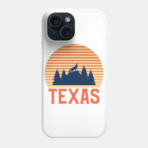 Texas Sunset, Orange and Blue Sun, Gift for sunset lovers T-shirt, Wolf Howling at the Moon Phone Case by AbsurdStore