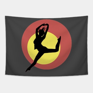 Dancing Silhouette with Coloured Circles Tapestry