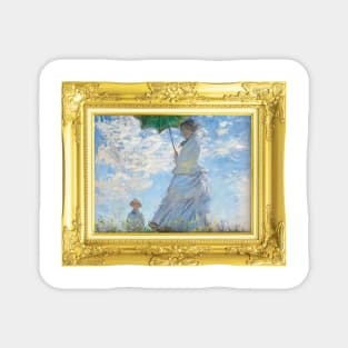 MONET - Claude Monet's Madame Monet and Her Son (1875) by Claude Monet Portrait GOLD FRAME Magnet