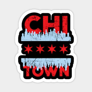 Chi Town Chicago Flag Skyline Magnet