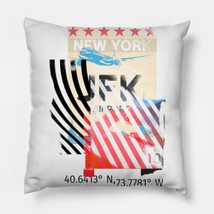 New York JFK Collage Pillow